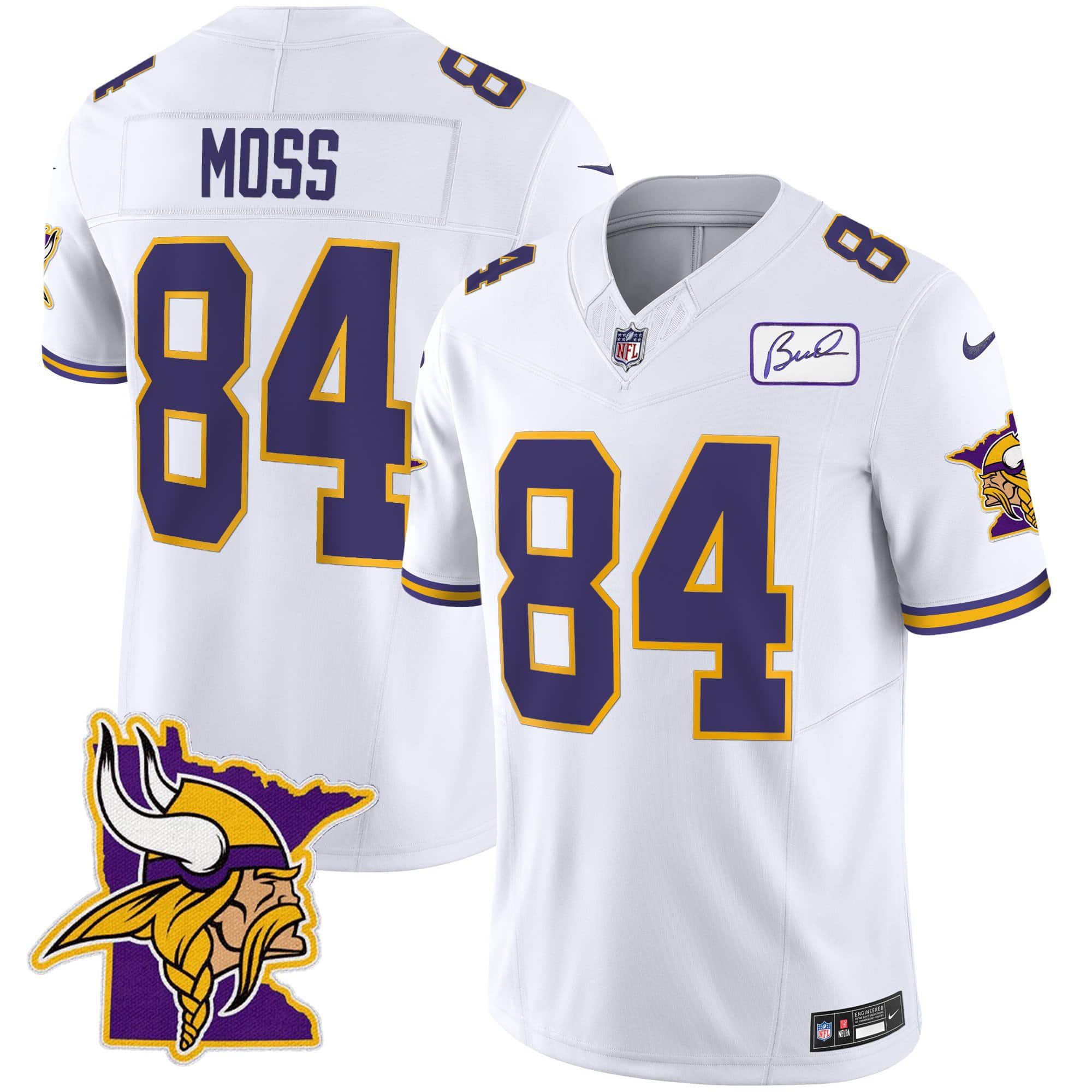 Men Minnesota Vikings #84 Moss White 2024 Nike Patch Classic Limited NFL Jersey->indianapolis colts->NFL Jersey